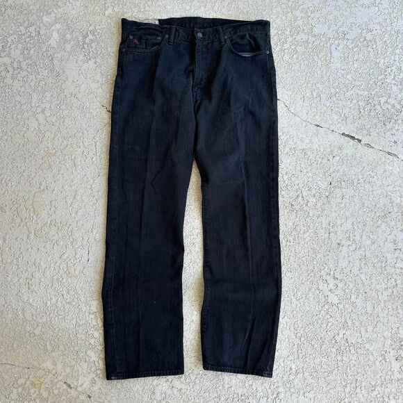 Vintage Y2K Polo Ralph Lauren Black Denim Straight Legged Jeans. Sz 35 32 - Picture 2 of 5